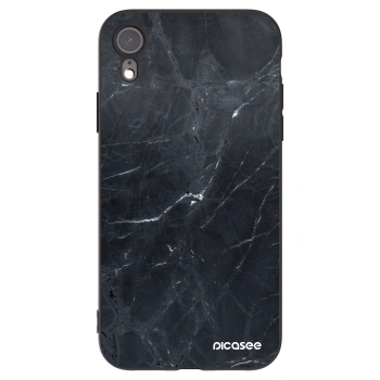 Picasee husă neagră din silicon pentru Apple iPhone XR - Black marble