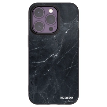 Picasee husă neagră din silicon pentru Apple iPhone 14 Pro - Black marble