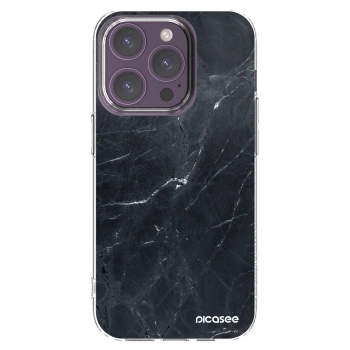 Picasee husă transparentă din silicon pentru Apple iPhone 14 Pro - Black marble