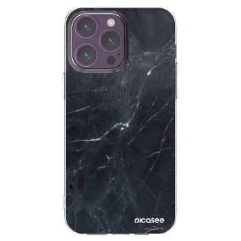 Picasee husă transparentă din silicon pentru Apple iPhone 14 Pro Max - Black marble