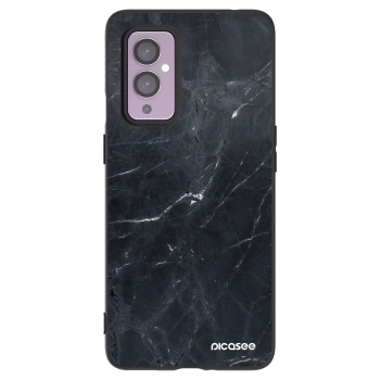 Picasee husă neagră din silicon pentru OnePlus 9 - Black marble