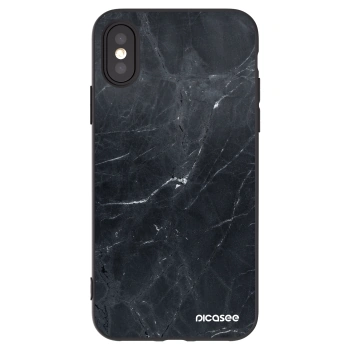 Picasee husă neagră din silicon pentru Apple iPhone X/XS - Black marble