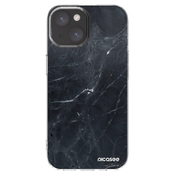 Picasee husă transparentă din silicon pentru Apple iPhone 15 - Black marble