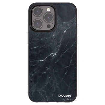 Picasee husă neagră din silicon pentru Apple iPhone 15 Pro Max - Black marble