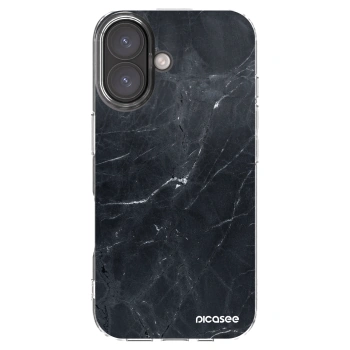 Picasee husă transparentă din silicon pentru Apple iPhone 16 - Black marble