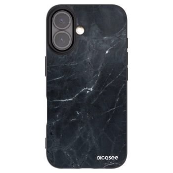Picasee husă neagră din silicon pentru Apple iPhone 16 - Black marble