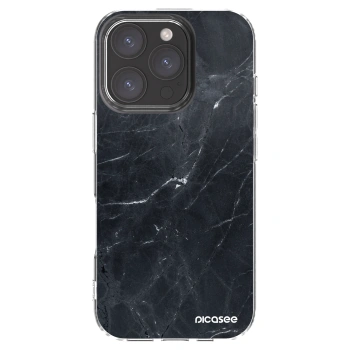 Picasee husă transparentă din silicon pentru Apple iPhone 16 Pro - Black marble
