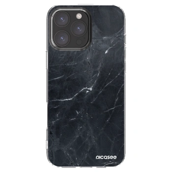 Picasee husă transparentă din silicon pentru Apple iPhone 16 Pro Max - Black marble