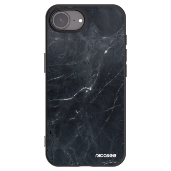 Picasee husă neagră din silicon pentru Apple iPhone 16e - Black marble