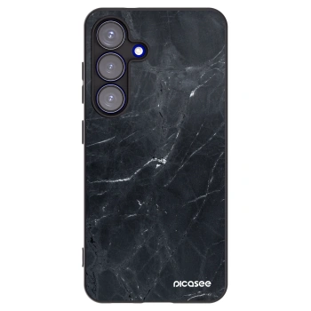 Picasee husă neagră din silicon pentru Samsung Galaxy S25 5G - Black marble