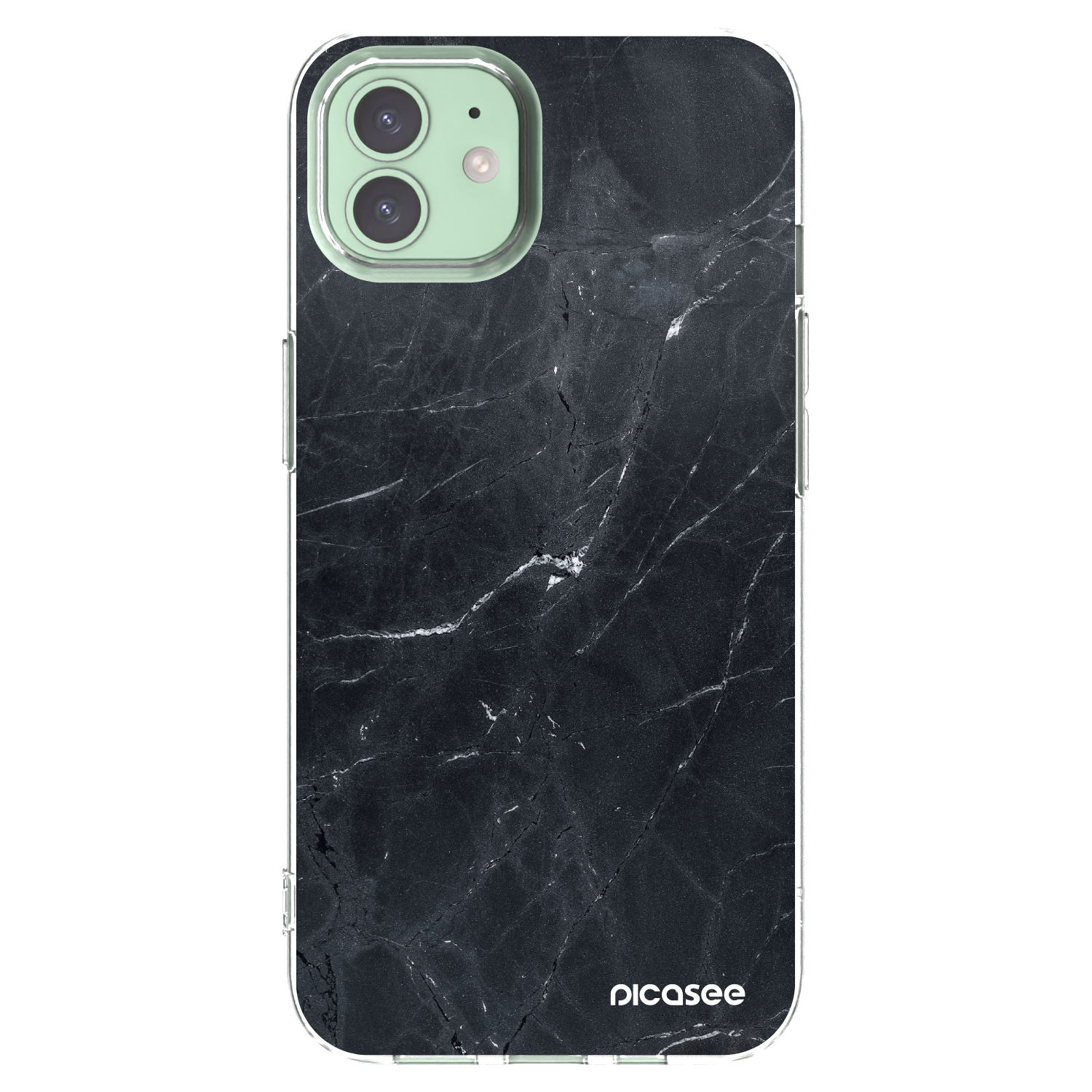Picasee husă transparentă din silicon pentru Apple iPhone 12 - Black marble