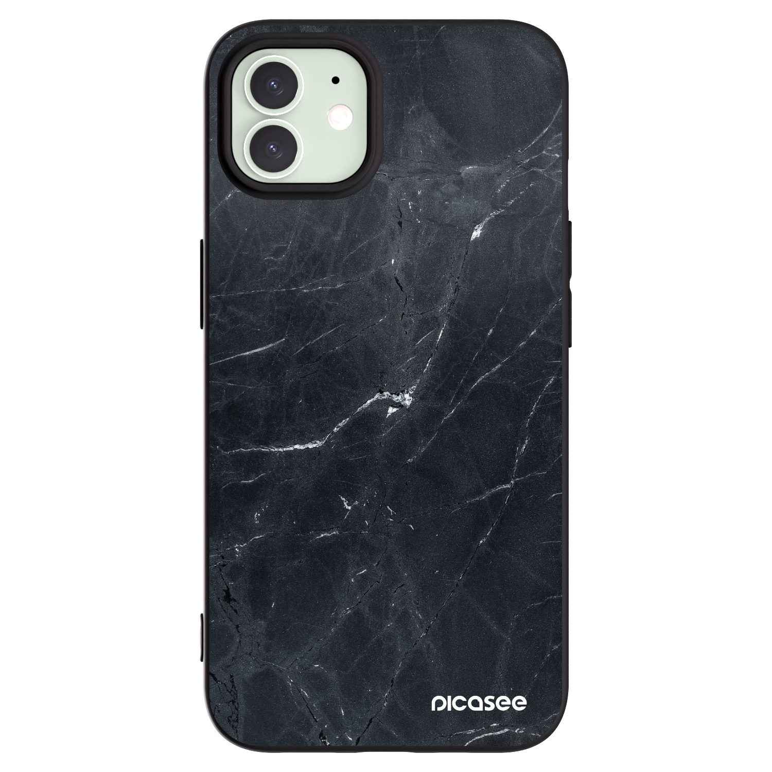 Picasee husă neagră din silicon pentru Apple iPhone 12 Pro - Black marble