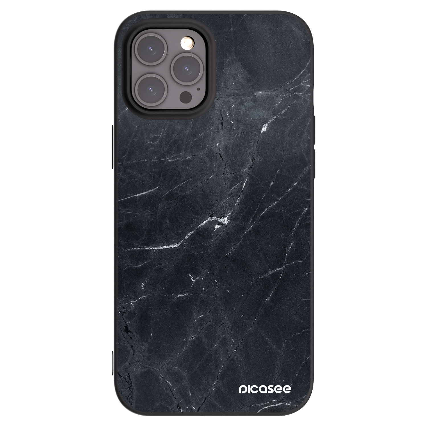 Picasee husă neagră din silicon pentru Apple iPhone 12 Pro Max - Black marble