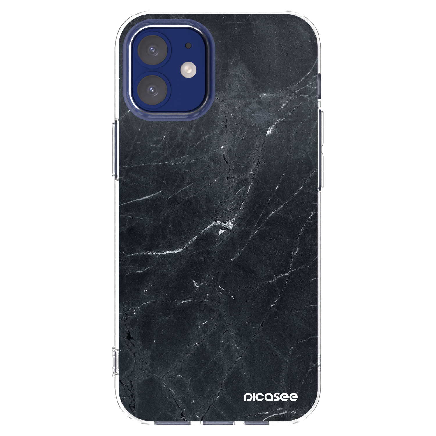 Picasee husă transparentă din silicon pentru Apple iPhone 12 mini - Black marble