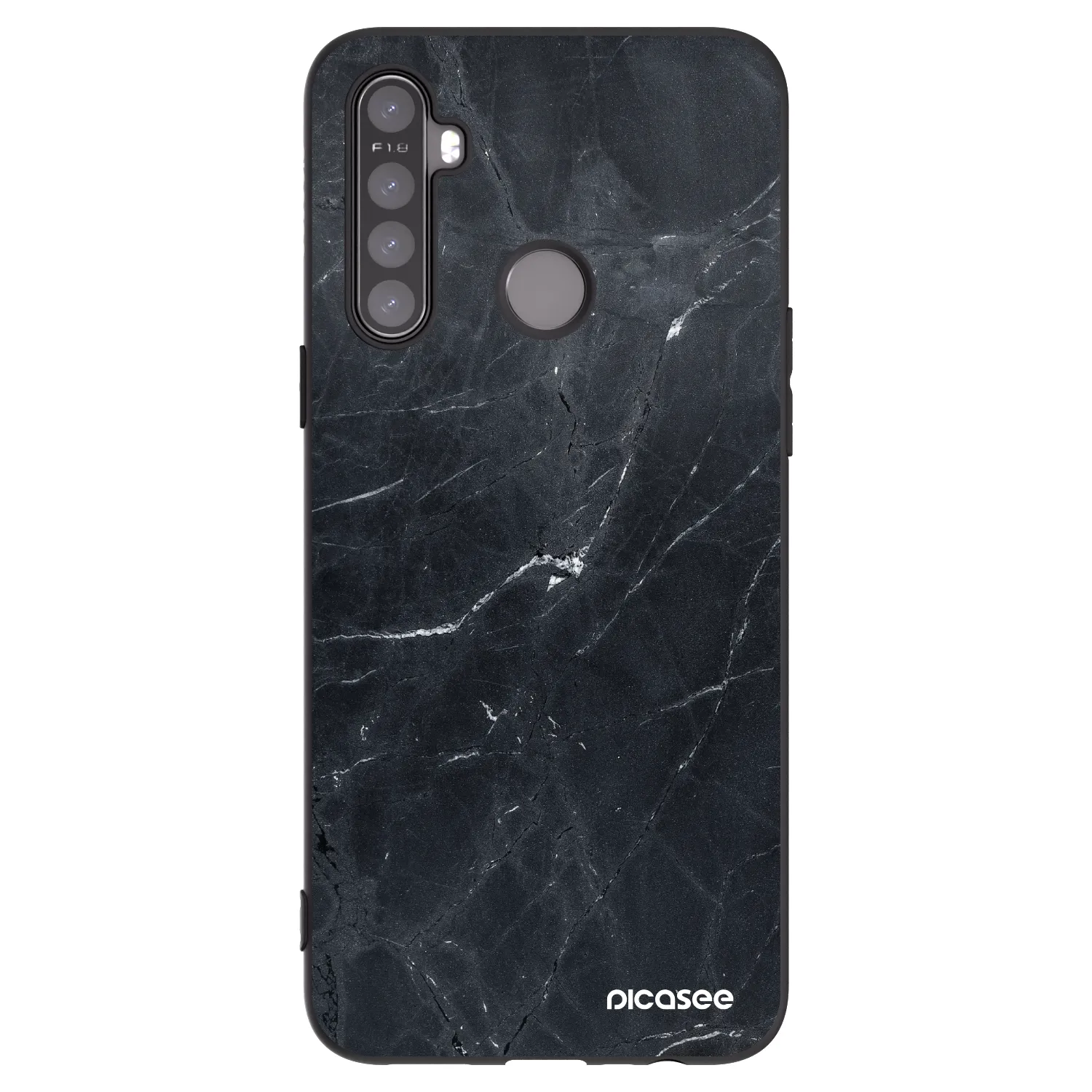 Picasee husă neagră din silicon pentru Realme 5 - Black marble