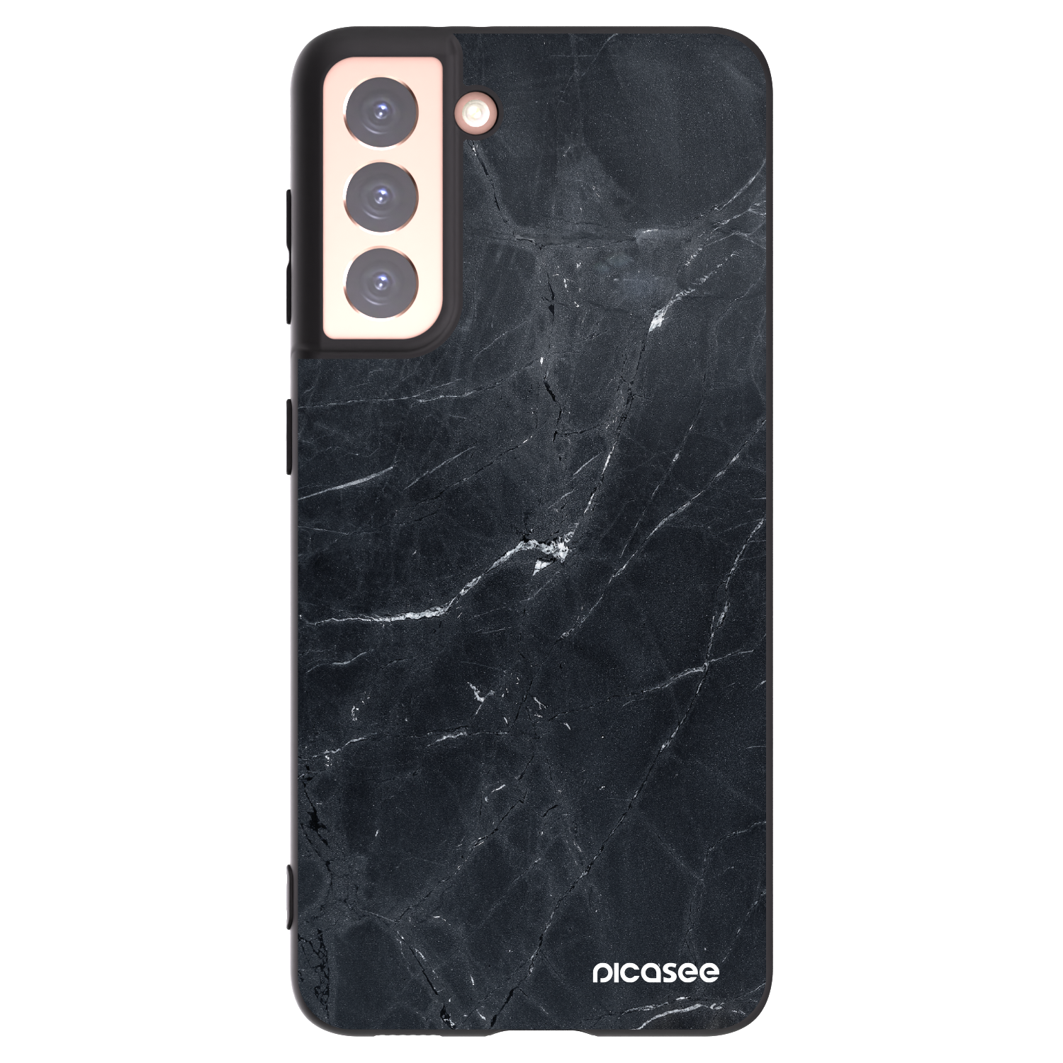 Picasee husă neagră din silicon pentru Samsung Galaxy S21 5G G991B - Black marble