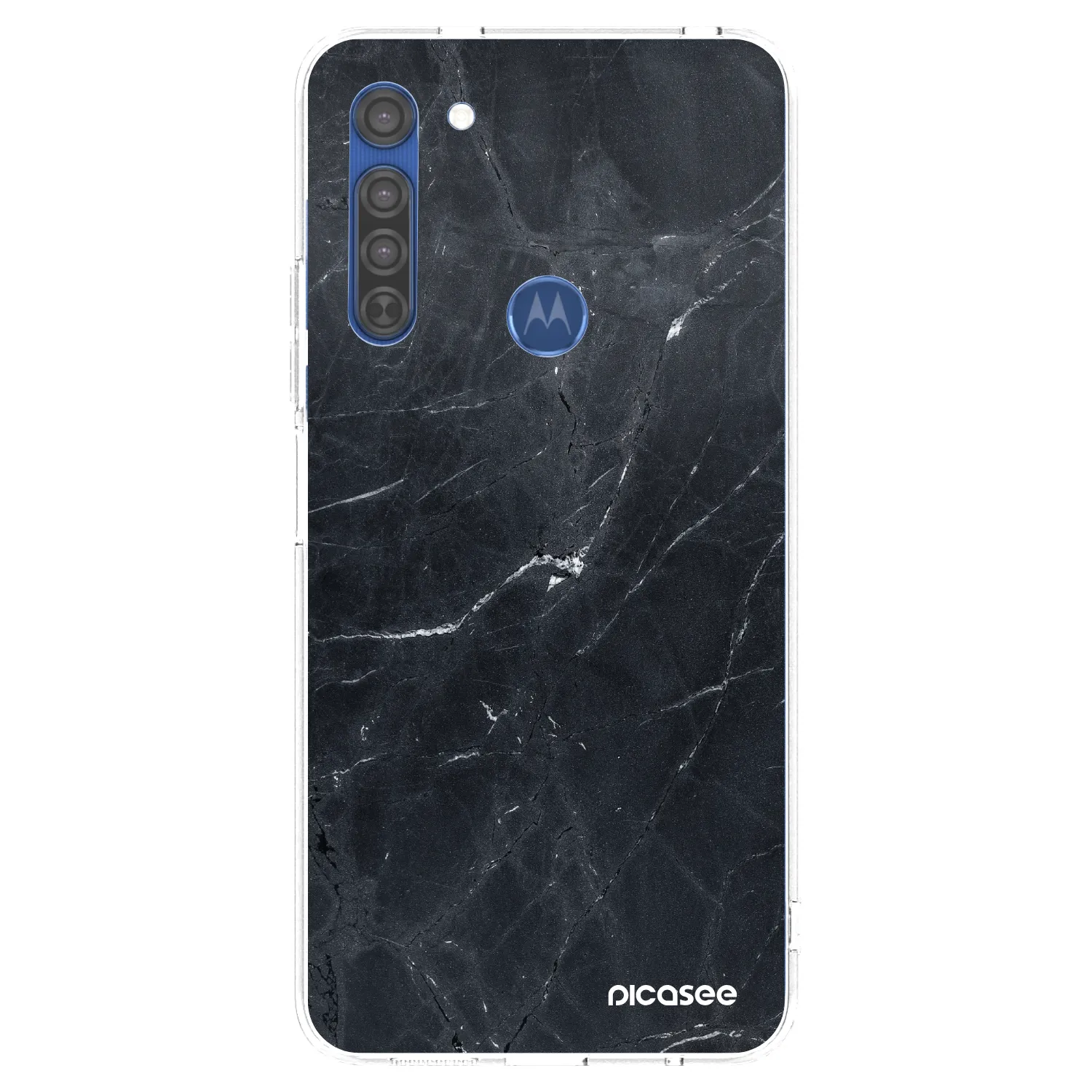 Picasee husă transparentă din silicon pentru Motorola Moto G8 - Black marble