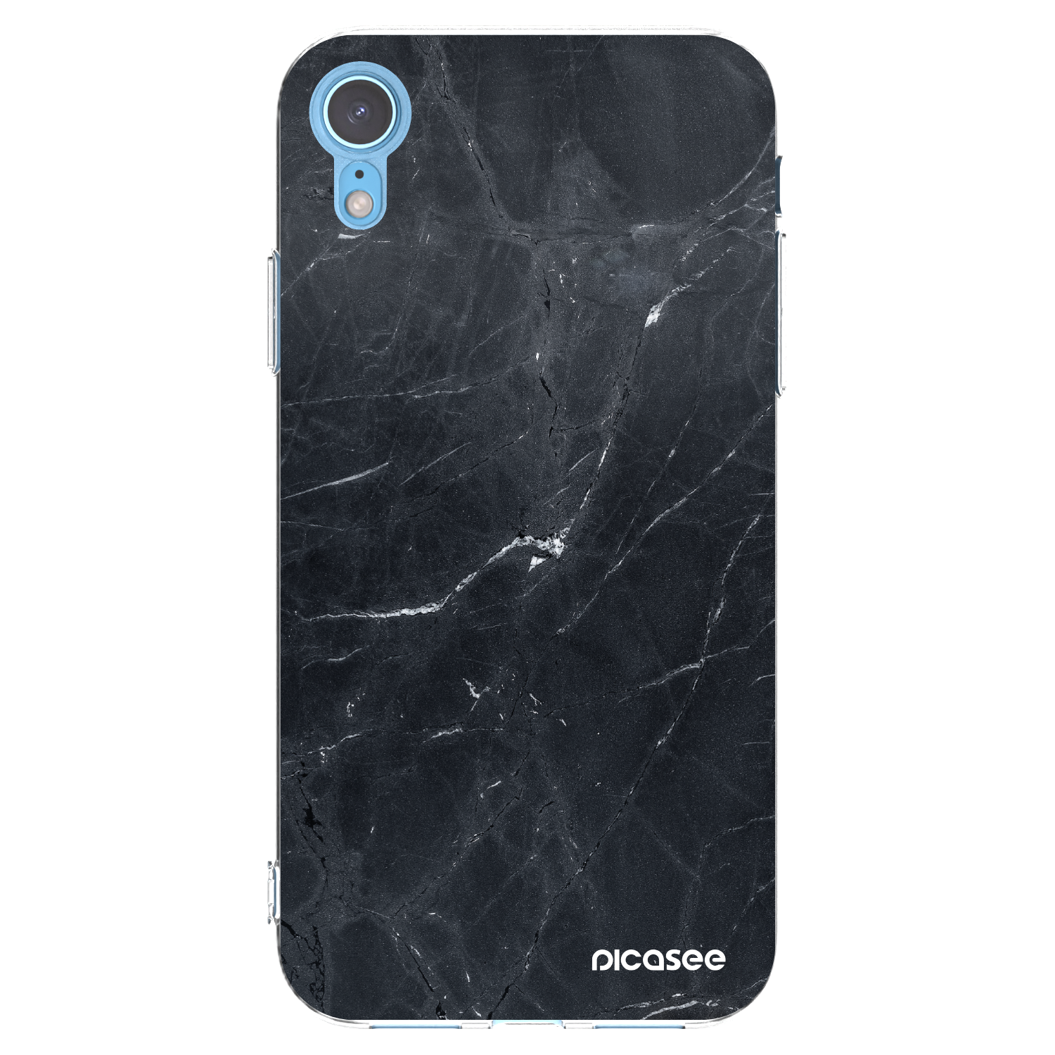 Picasee husă transparentă din silicon pentru Apple iPhone XR - Black marble