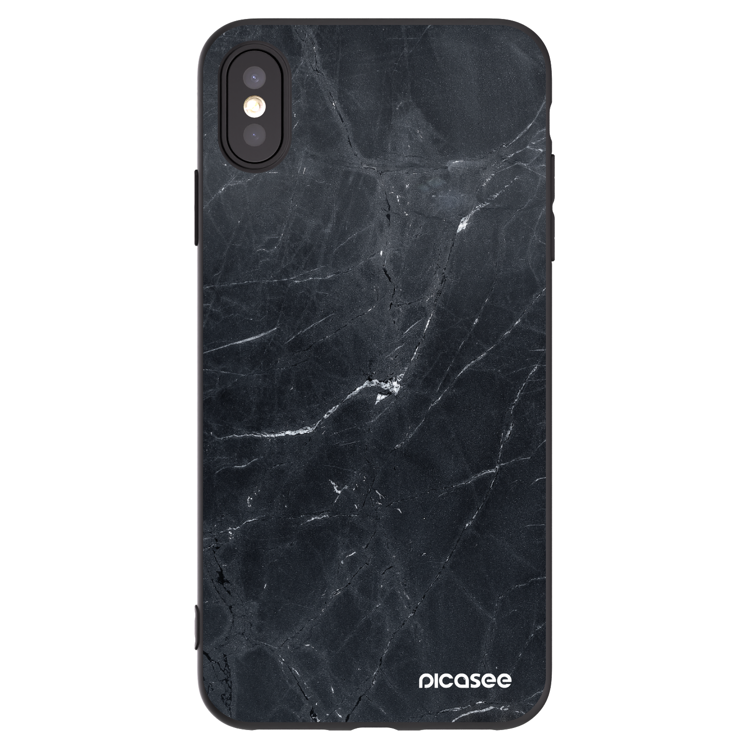 Picasee husă neagră din silicon pentru Apple iPhone XS Max - Black marble
