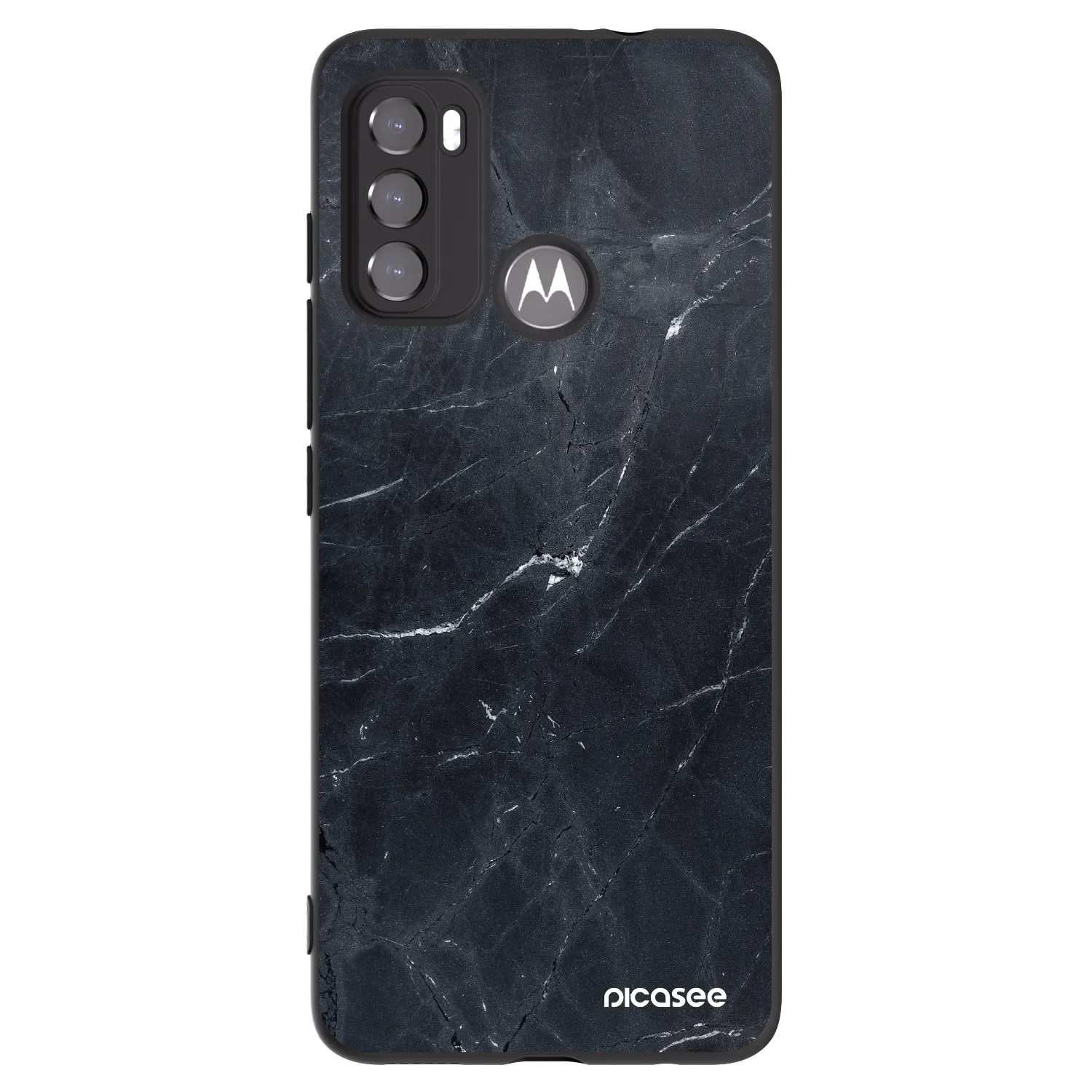 Picasee husă neagră din silicon pentru Motorola Moto G60 - Black marble