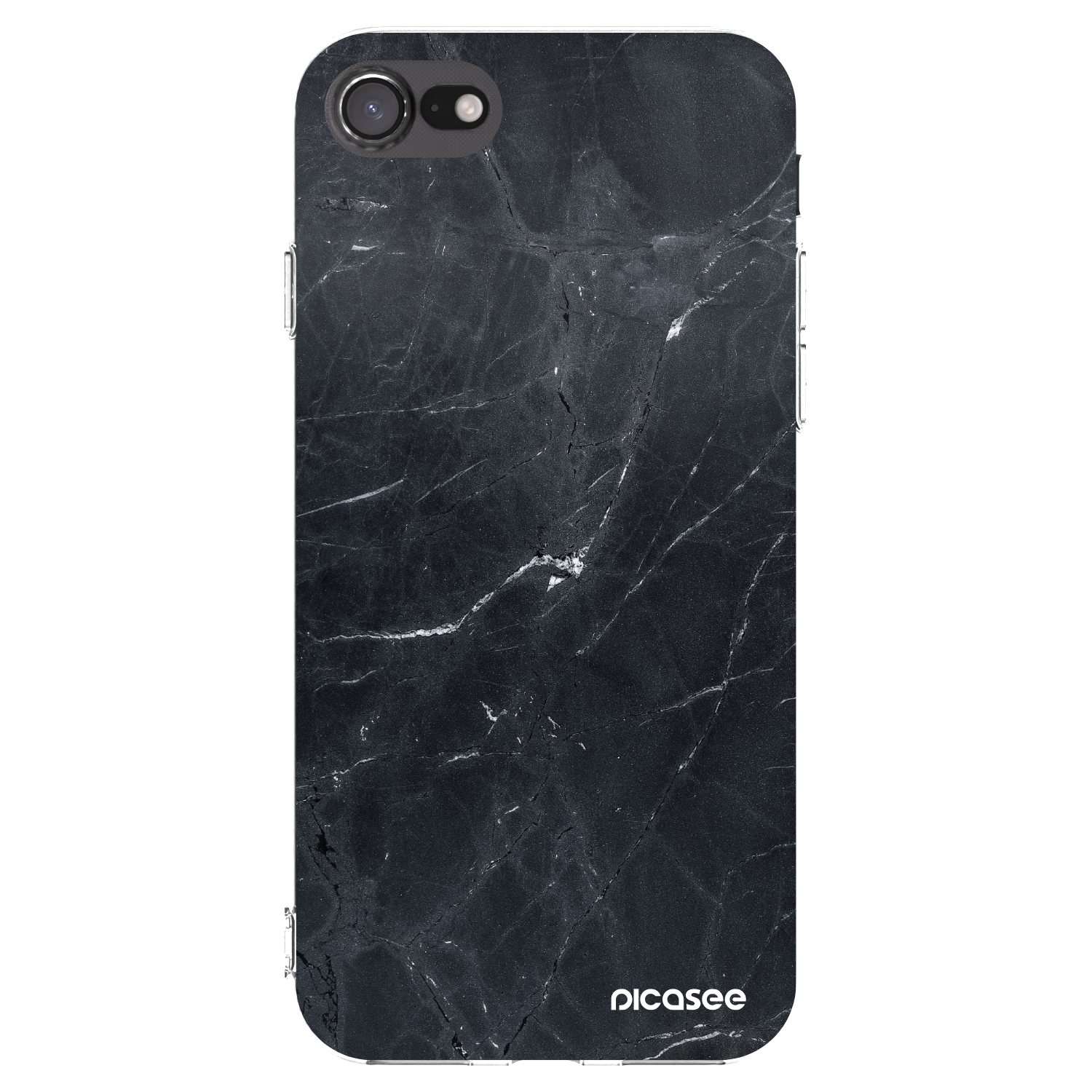Picasee husă transparentă din silicon pentru Apple iPhone SE 2022 - Black marble