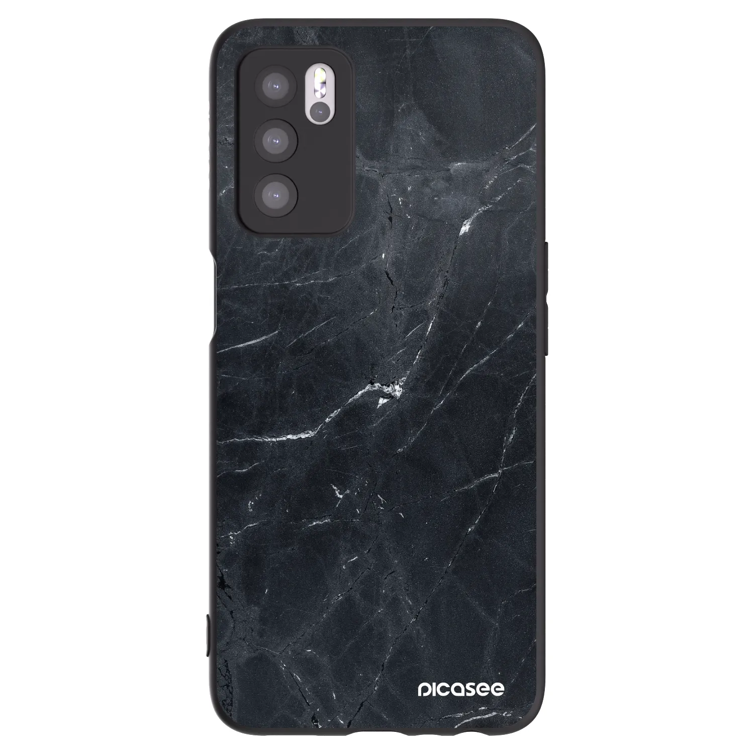 Picasee husă neagră din silicon pentru OPPO A16s - Black marble
