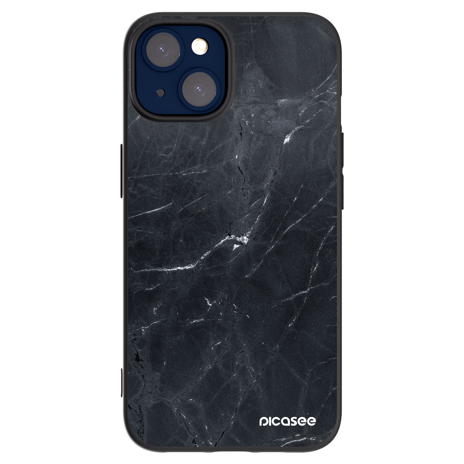 Picasee husă neagră din silicon pentru Apple iPhone 14 - Black marble