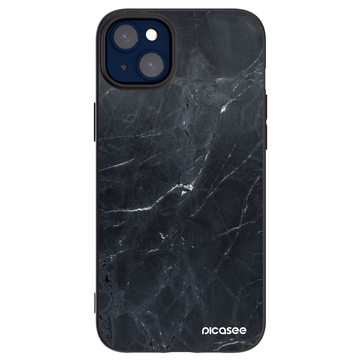 Picasee husă neagră din silicon pentru Apple iPhone 14 Plus - Black marble
