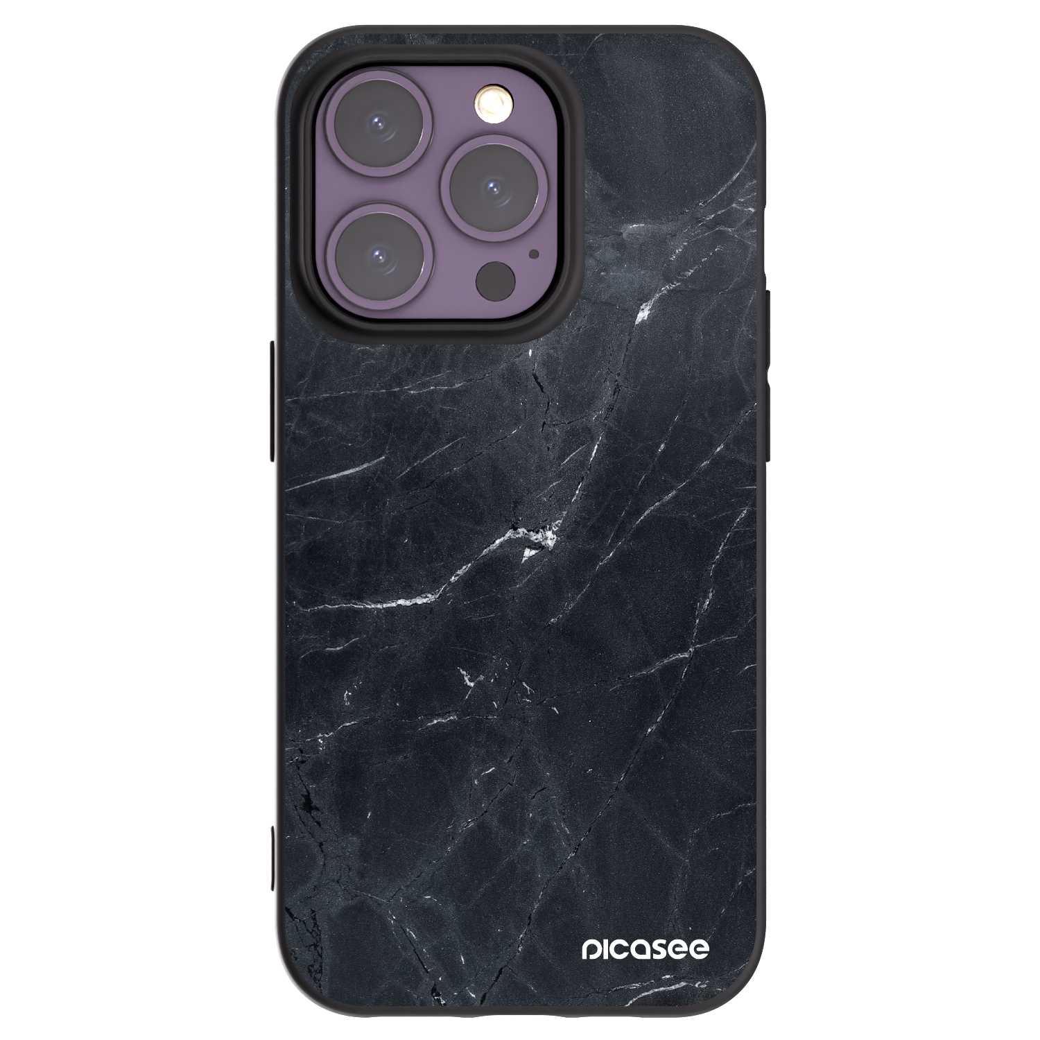 Picasee husă neagră din silicon pentru Apple iPhone 14 Pro - Black marble