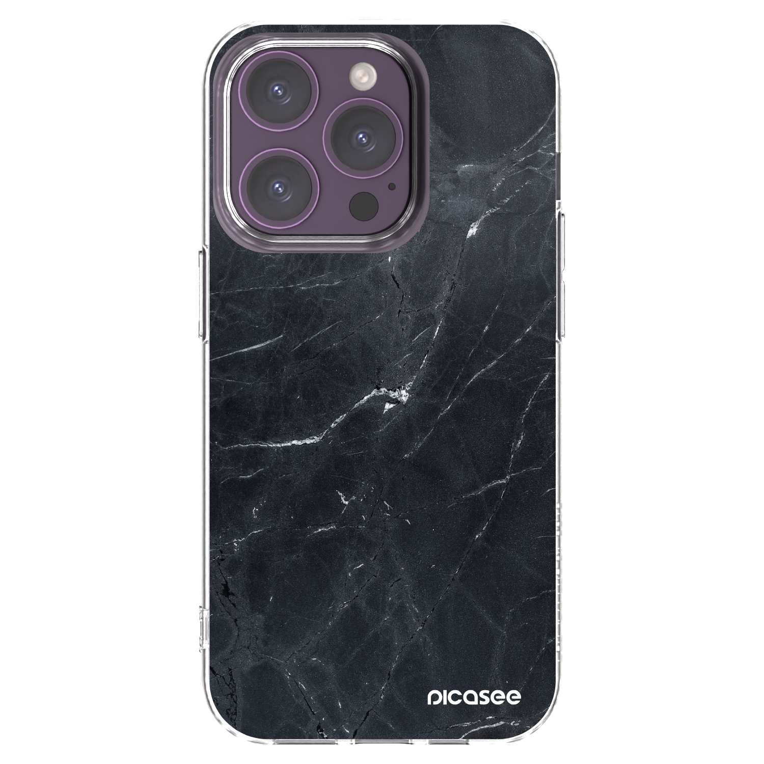 Picasee husă transparentă din silicon pentru Apple iPhone 14 Pro - Black marble
