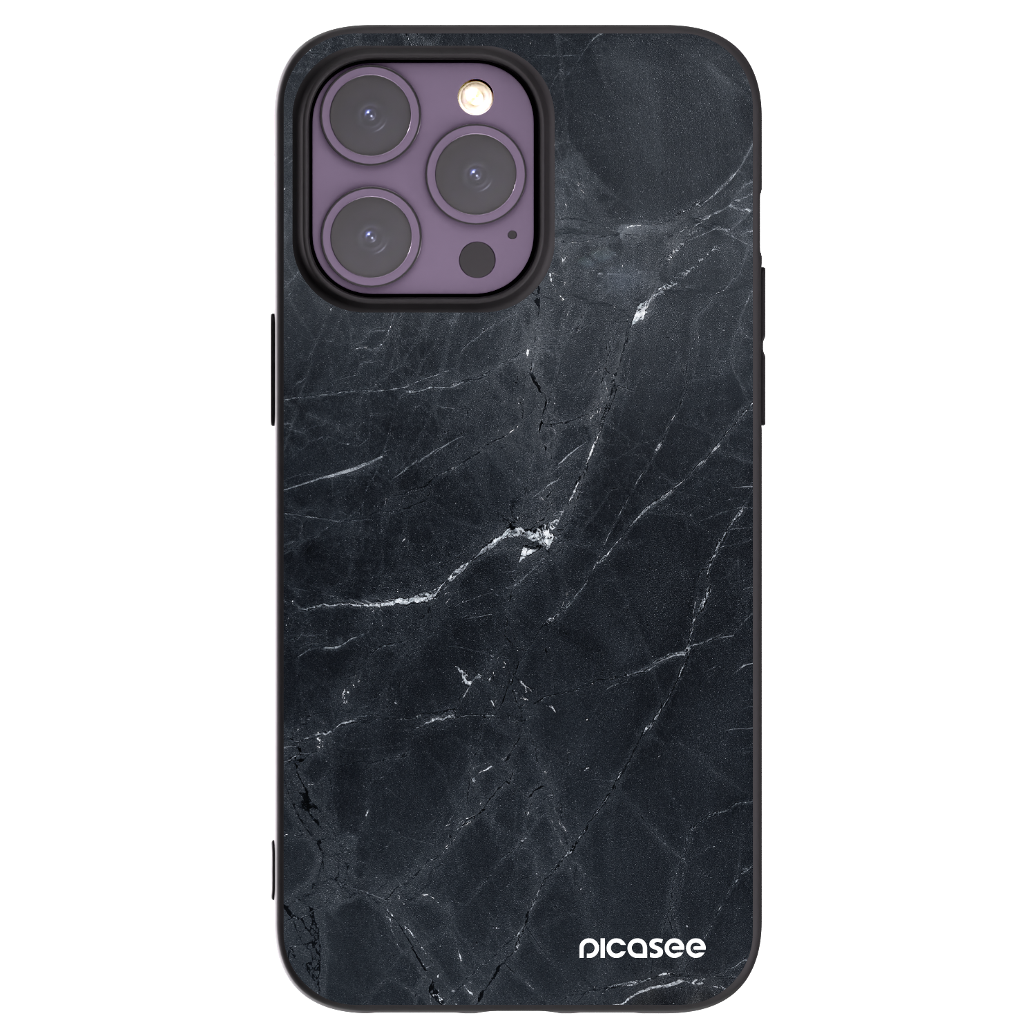 Picasee husă neagră din silicon pentru Apple iPhone 14 Pro Max - Black marble