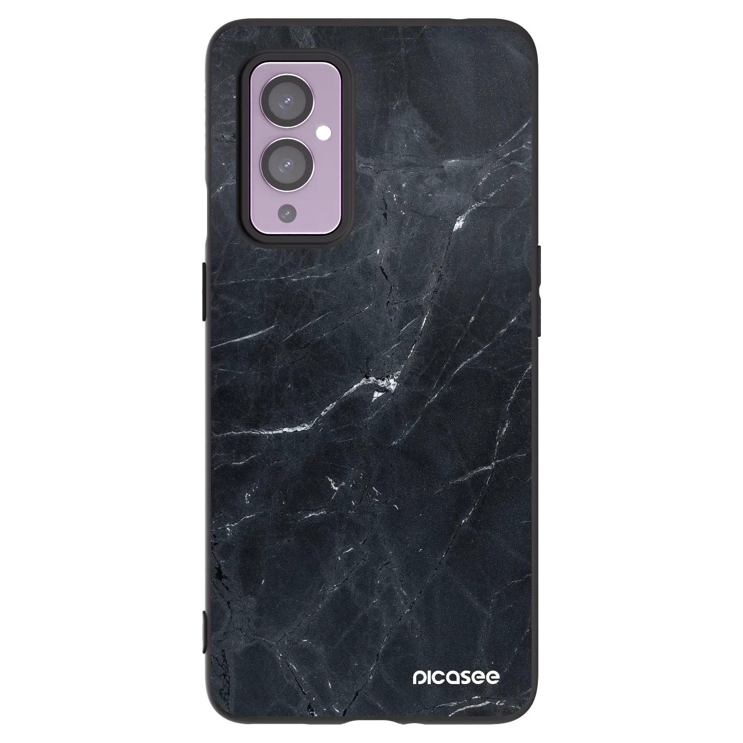 Picasee husă neagră din silicon pentru OnePlus 9 - Black marble