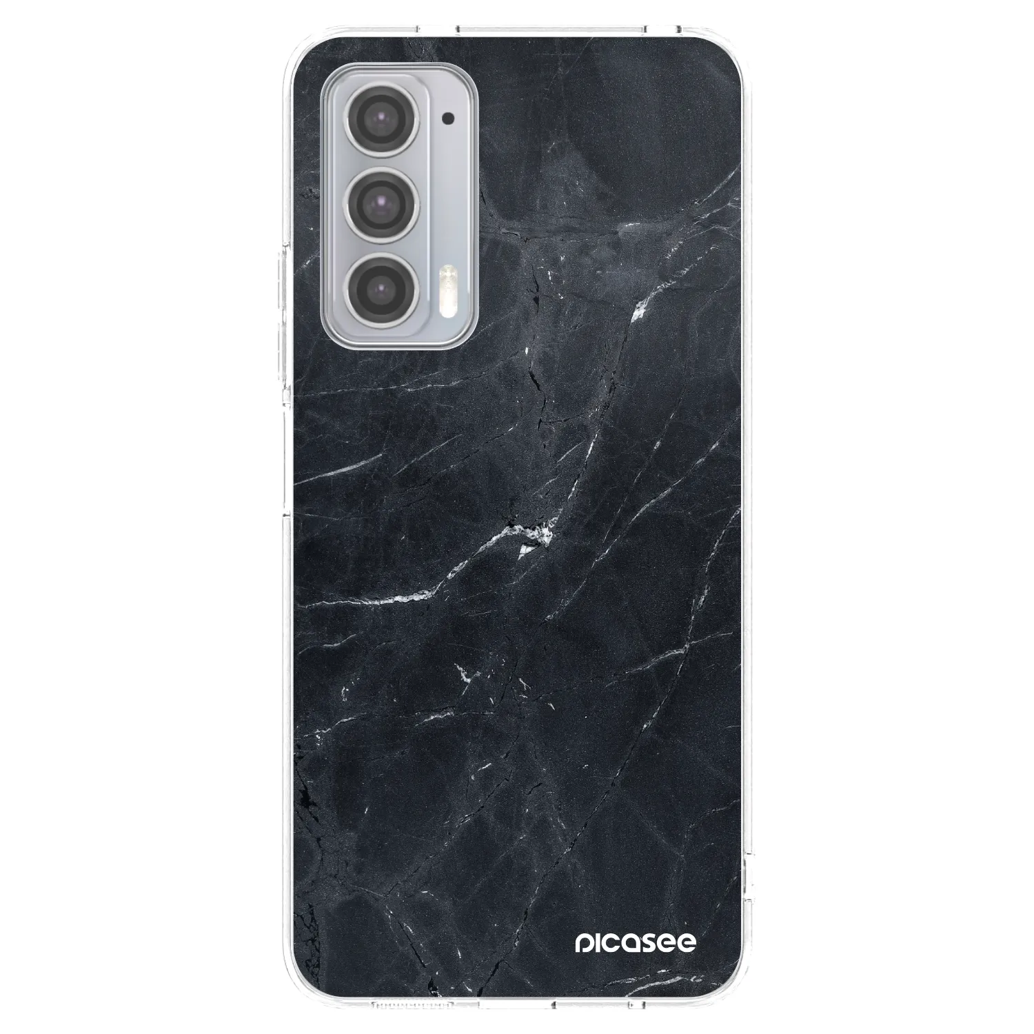 Picasee husă transparentă din silicon pentru Motorola Edge 20 - Black marble