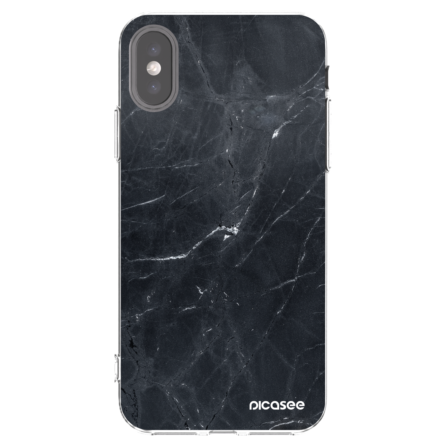 Picasee husă transparentă din silicon pentru Apple iPhone X/XS - Black marble