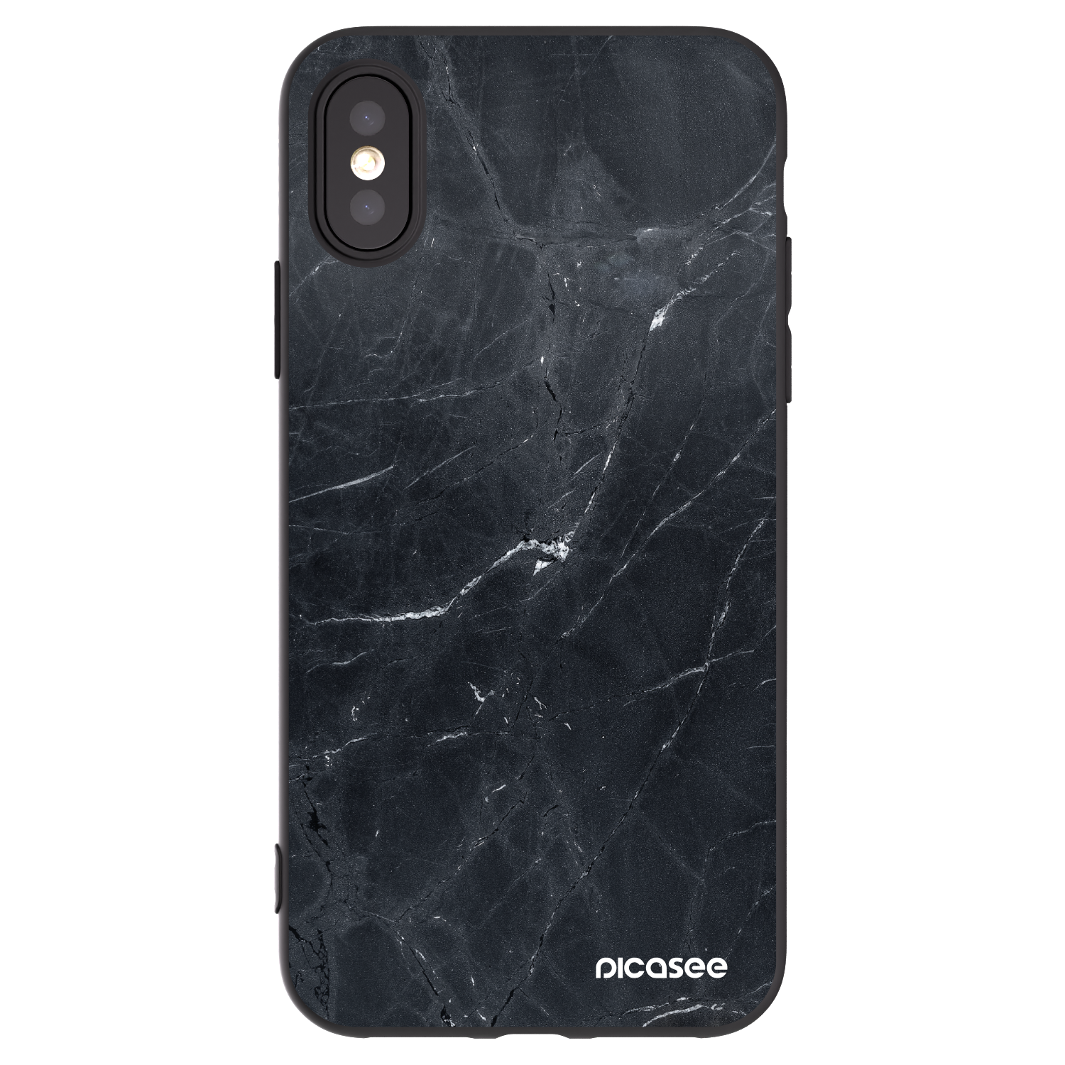Picasee husă neagră din silicon pentru Apple iPhone X/XS - Black marble