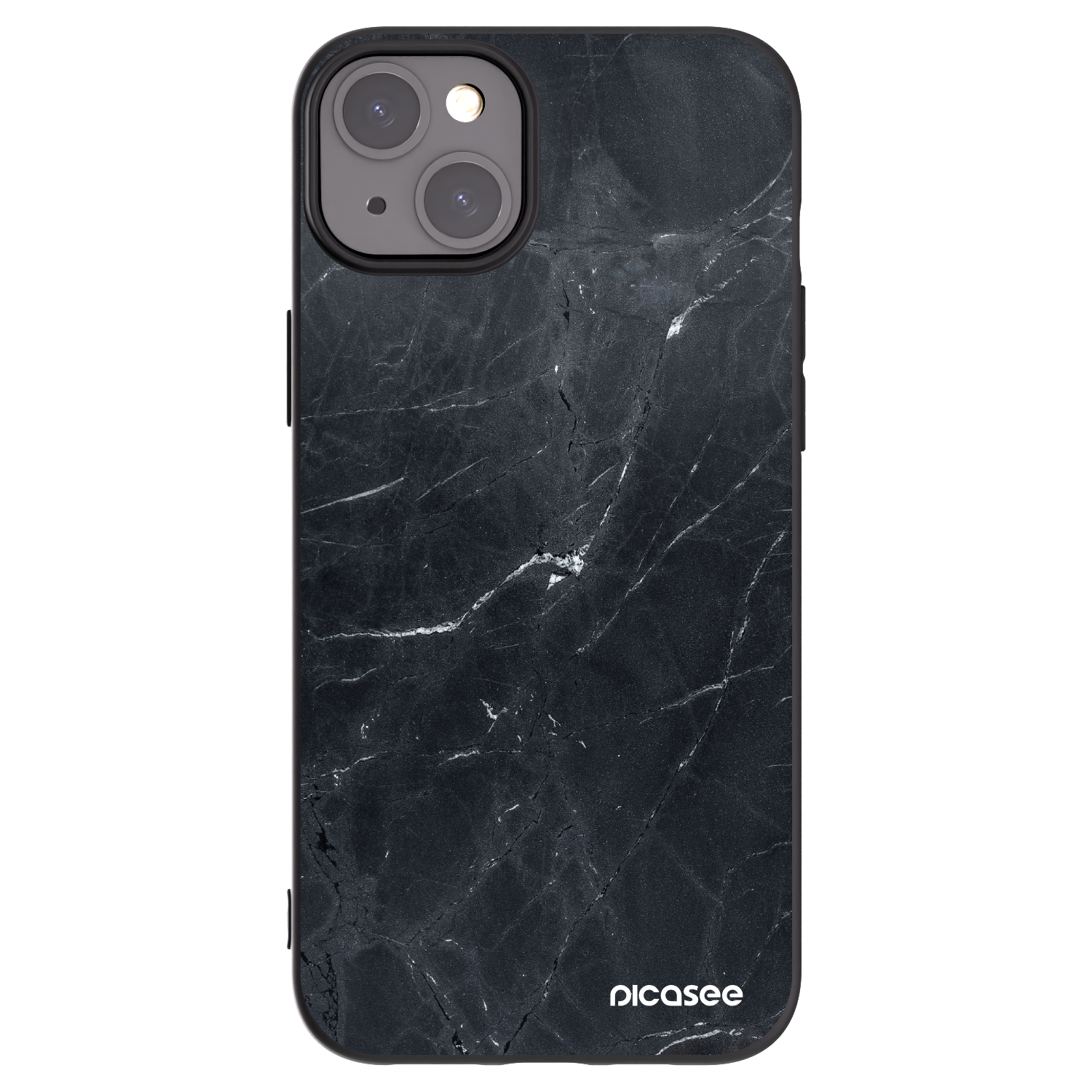 Picasee husă neagră din silicon pentru Apple iPhone 15 Plus - Black marble