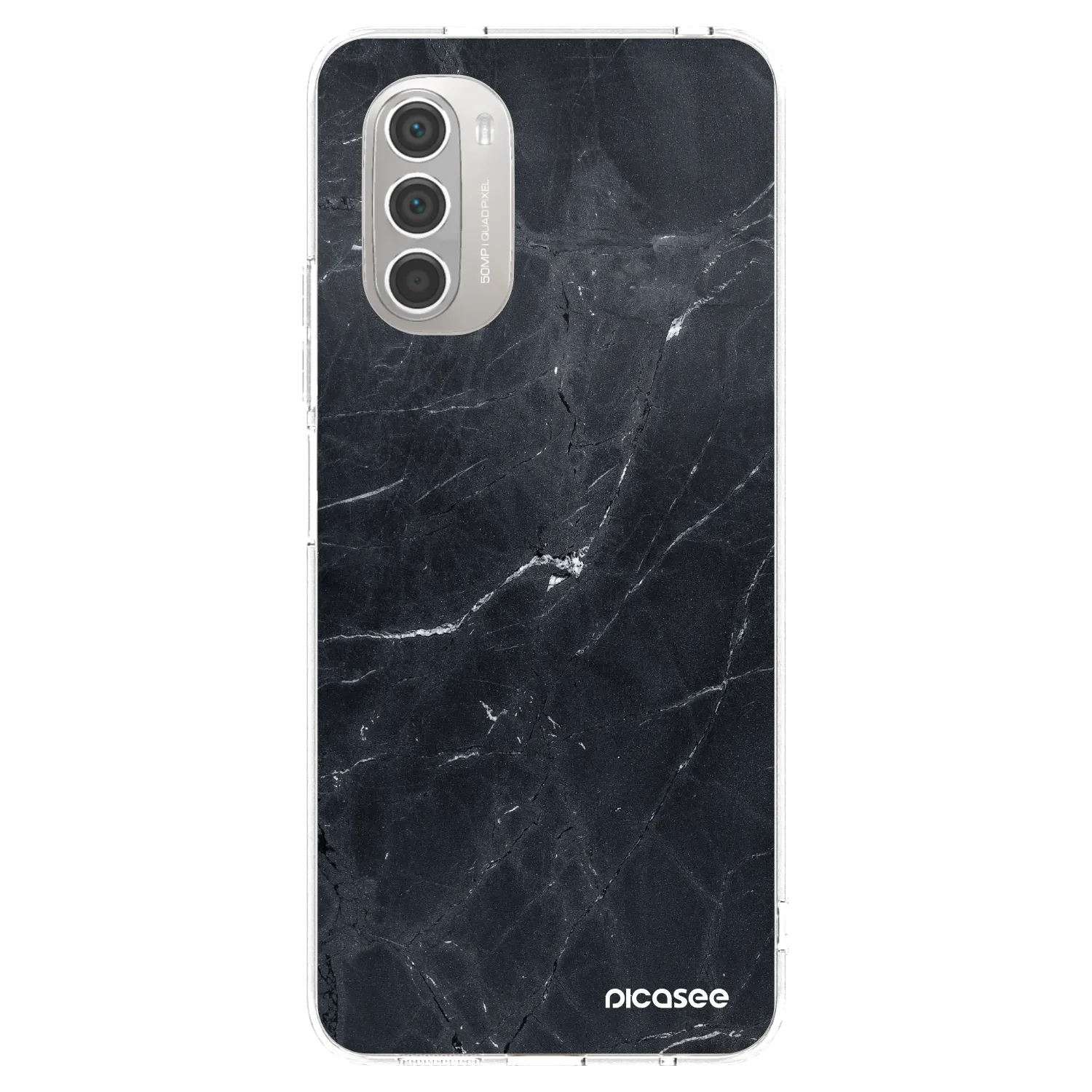 Picasee husă transparentă din silicon pentru Motorola Moto G51 - Black marble