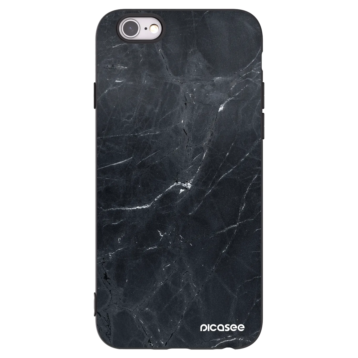 Picasee husă neagră din silicon pentru Apple iPhone 6/6S - Black marble