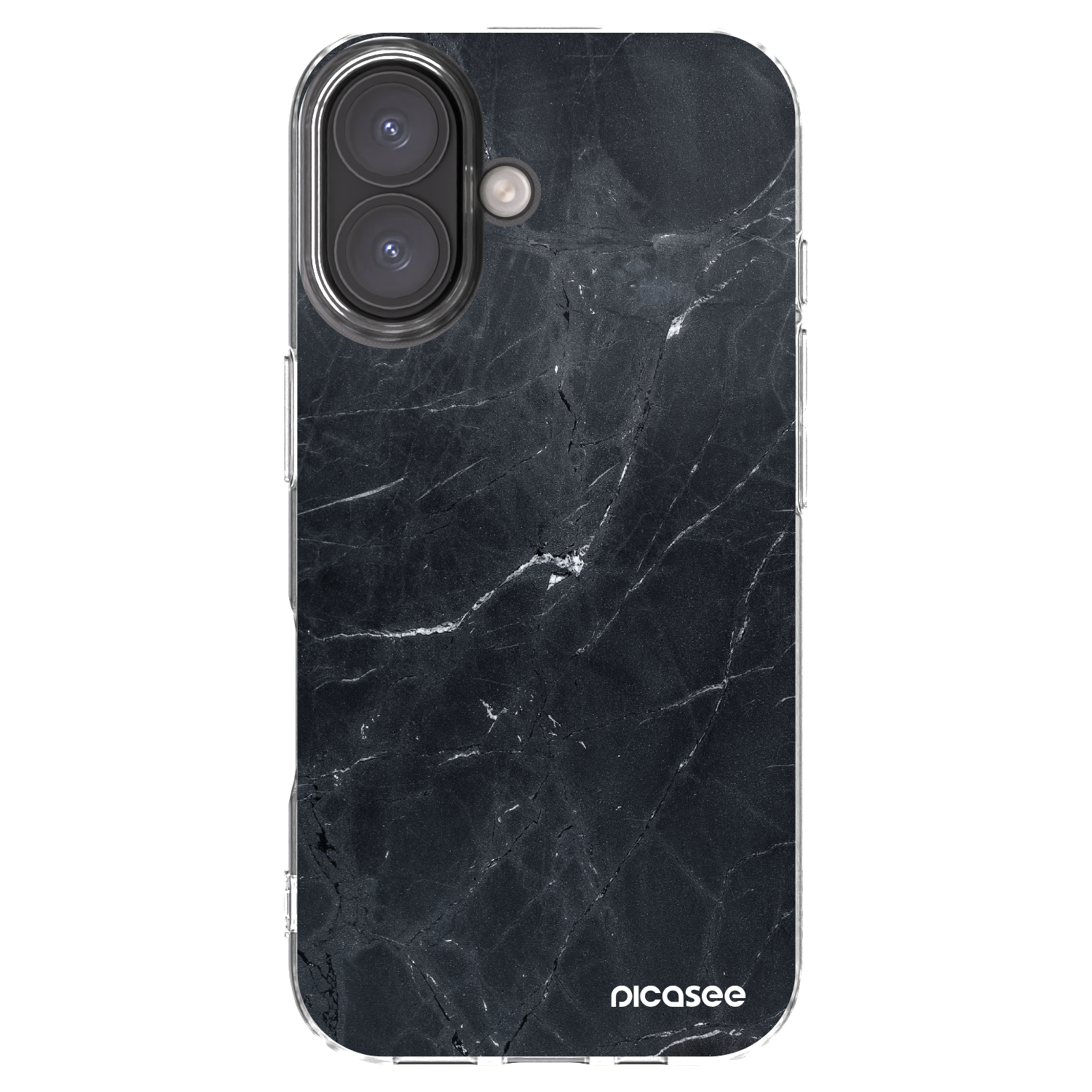 Picasee husă transparentă din silicon pentru Apple iPhone 16 - Black marble