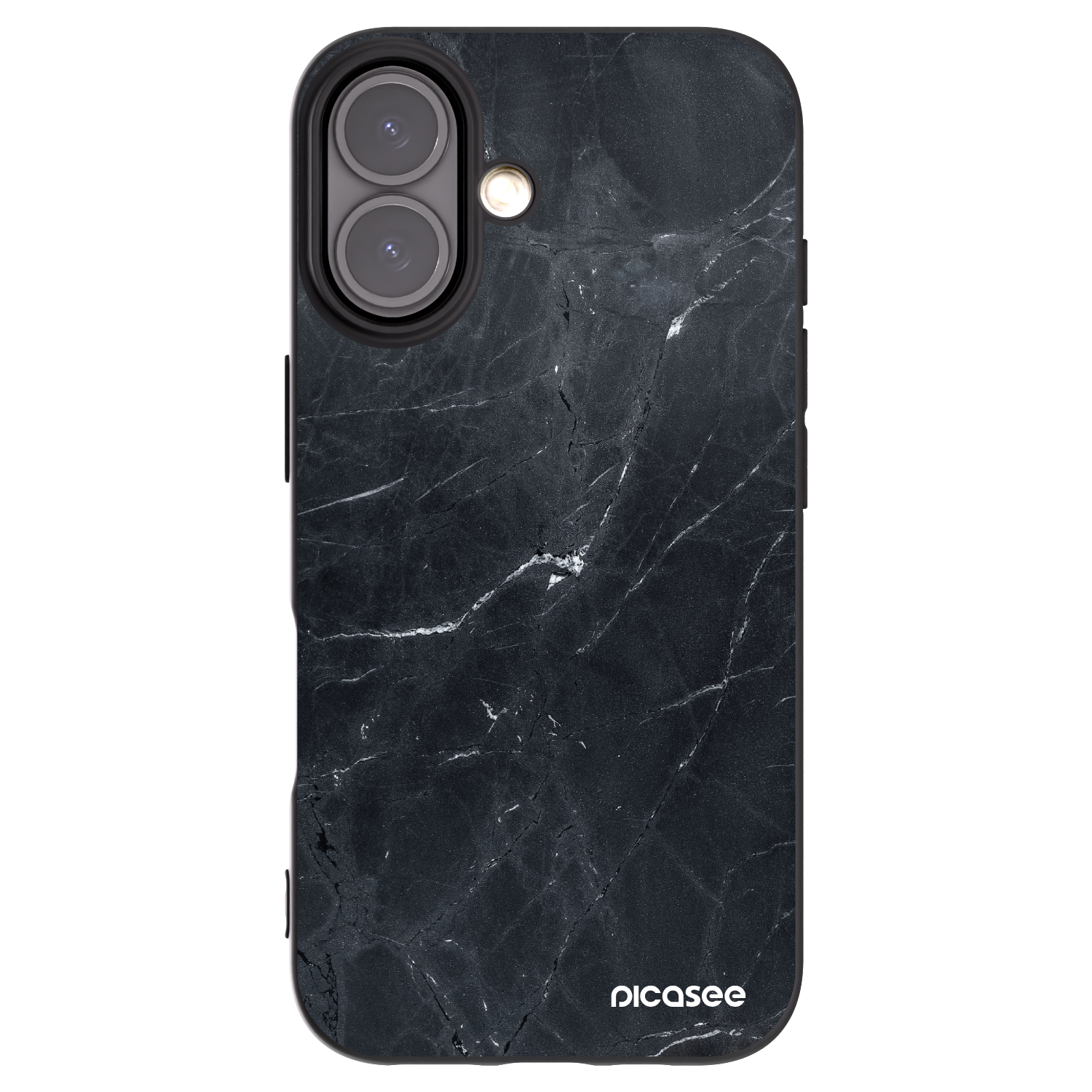 Picasee husă neagră din silicon pentru Apple iPhone 16 - Black marble