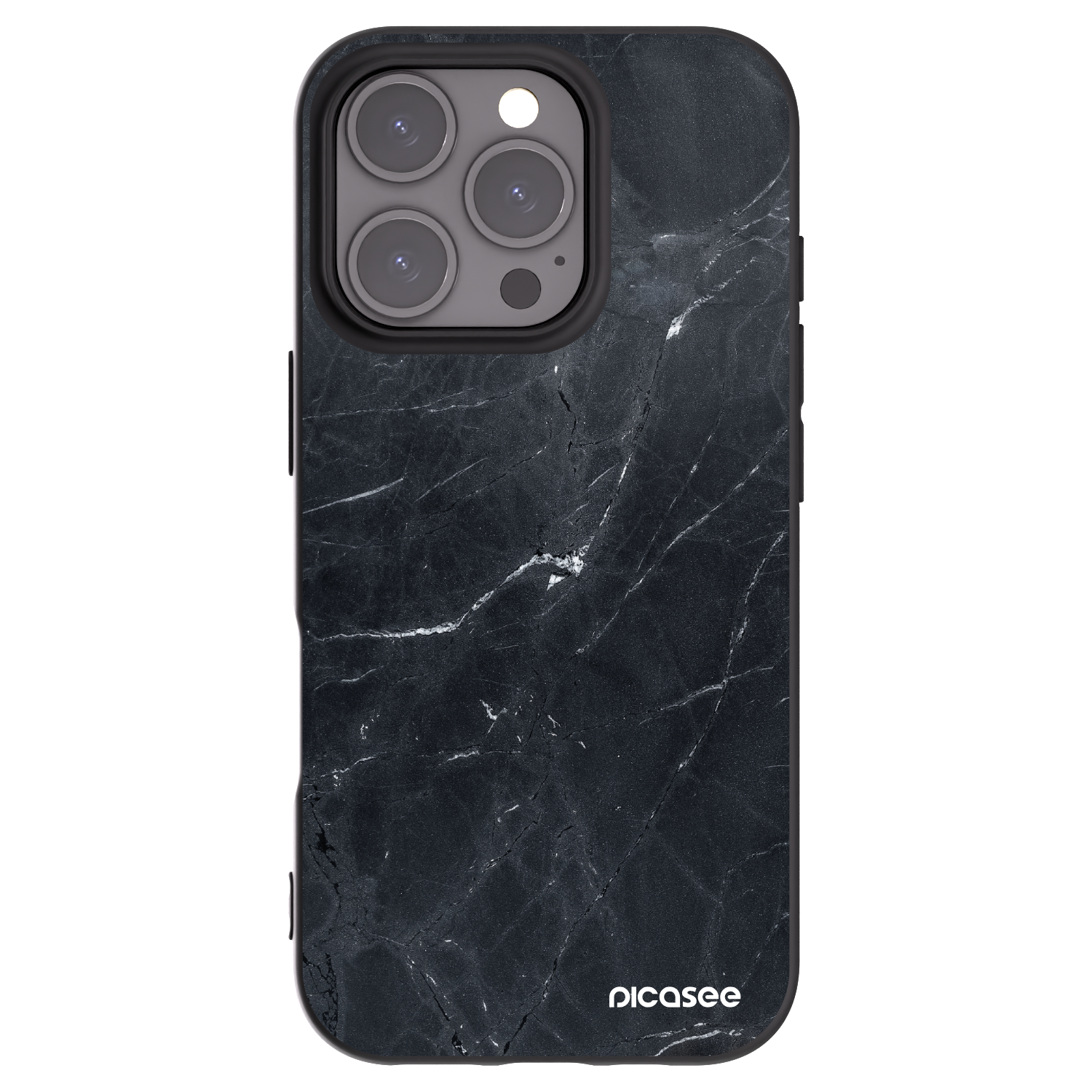 Picasee husă neagră din silicon pentru Apple iPhone 16 Pro - Black marble