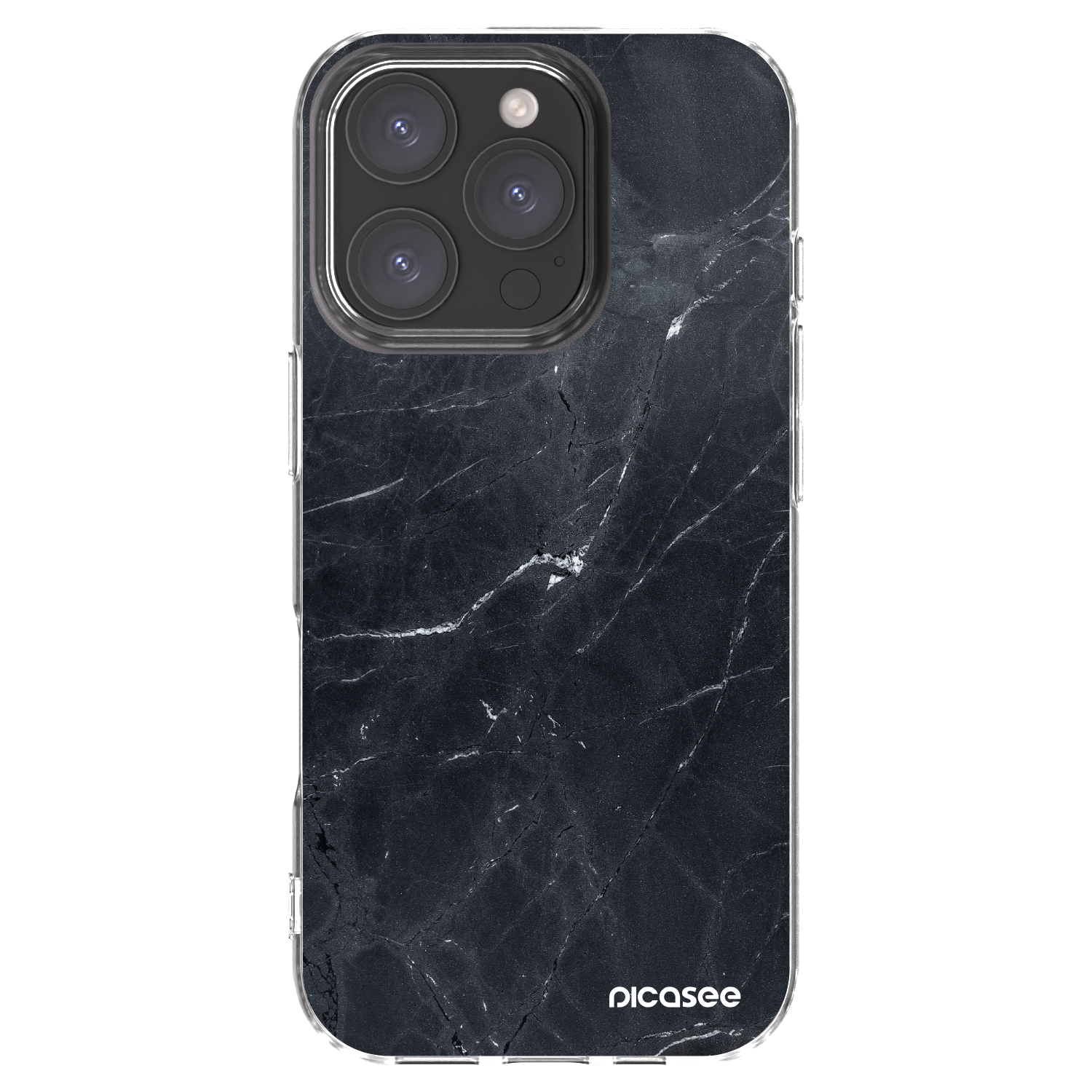 Picasee husă transparentă din silicon pentru Apple iPhone 16 Pro - Black marble