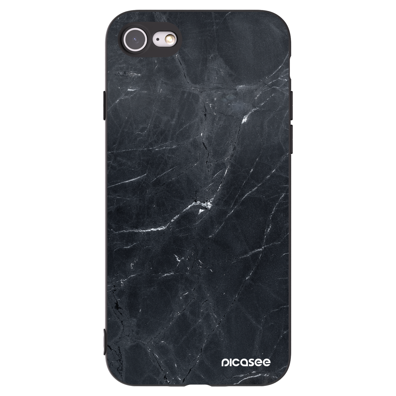 Picasee husă neagră din silicon pentru Apple iPhone 8 - Black marble