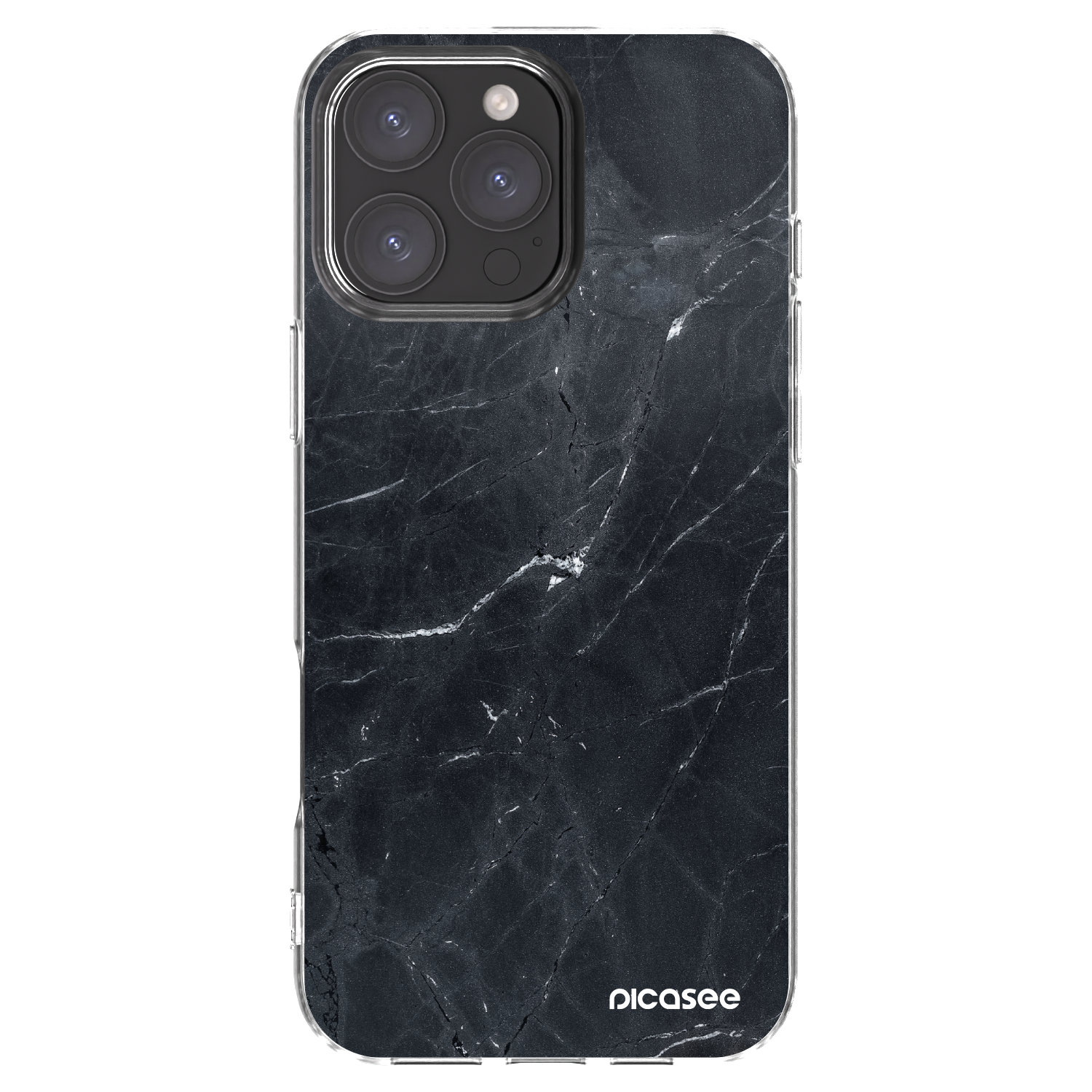 Picasee husă transparentă din silicon pentru Apple iPhone 16 Pro Max - Black marble