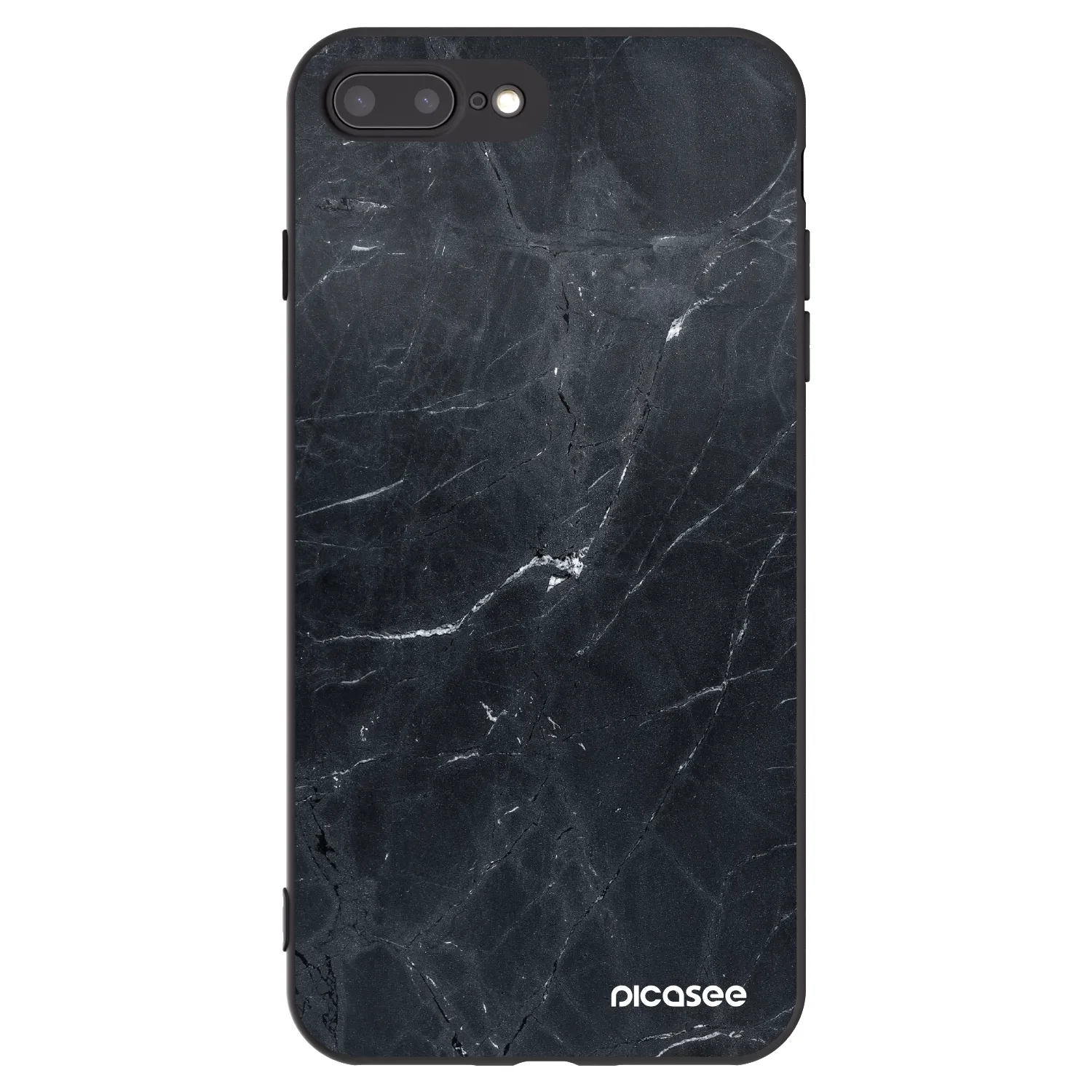 Picasee husă neagră din silicon pentru Apple iPhone 8 Plus - Black marble