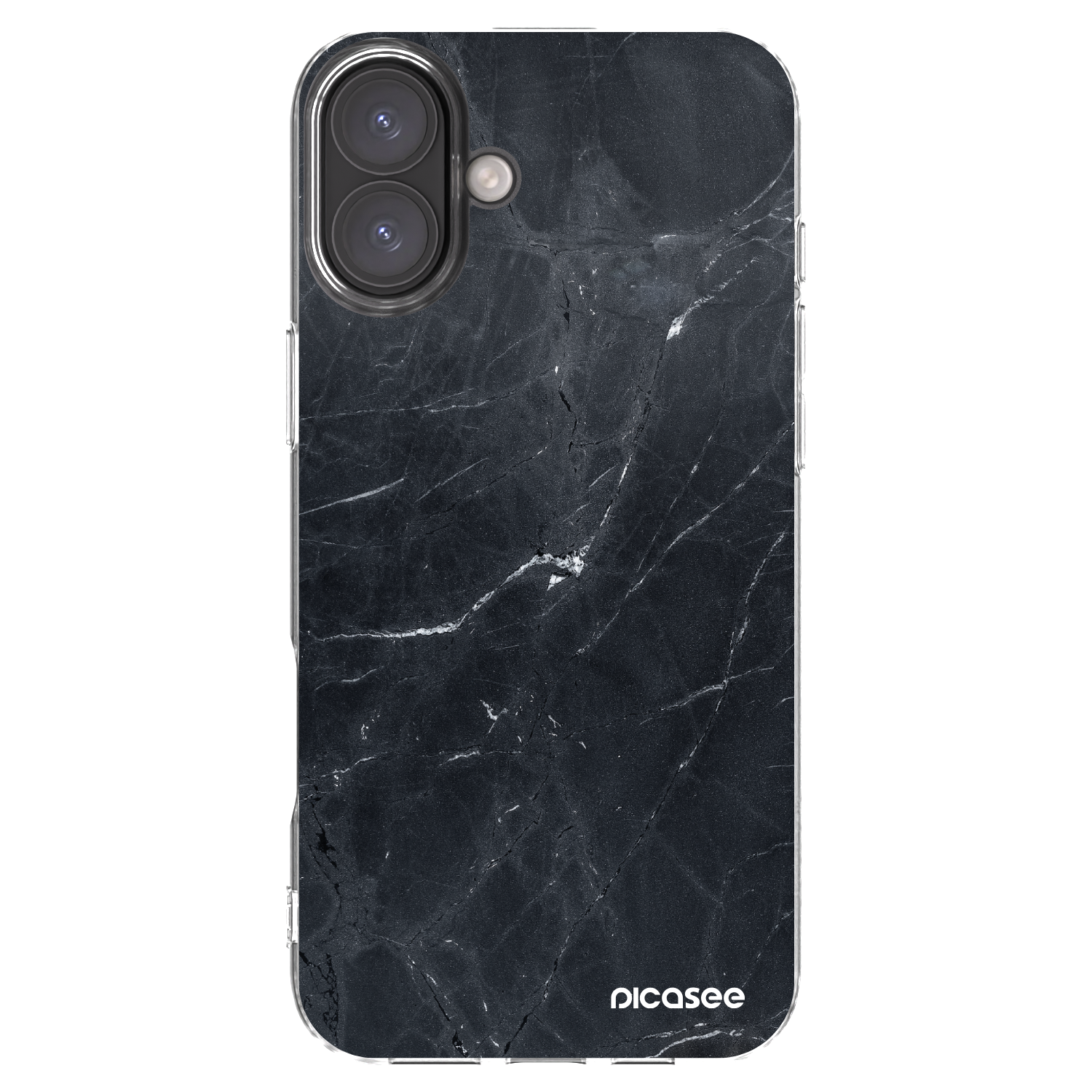 Picasee husă transparentă din silicon pentru Apple iPhone 16 Plus - Black marble