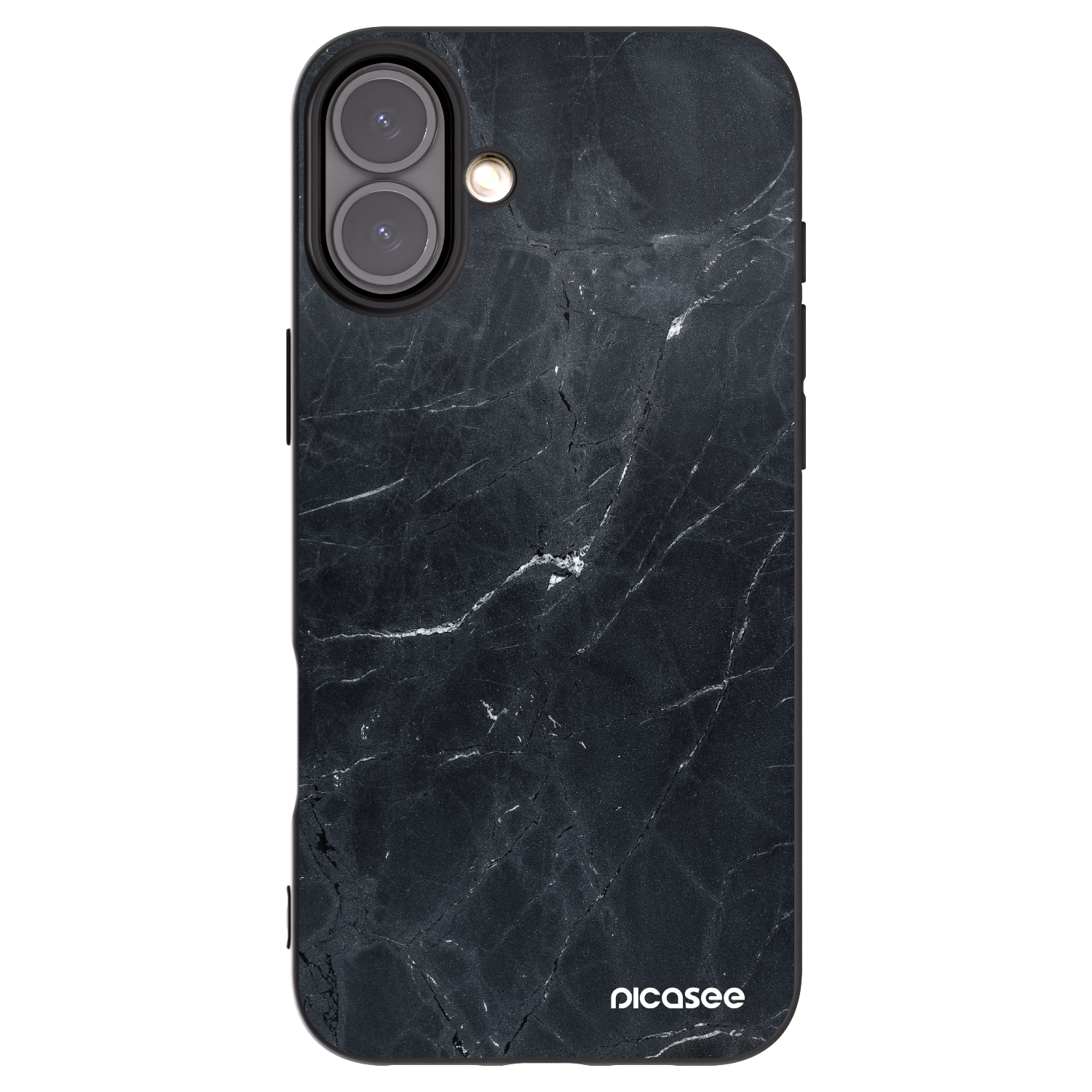 Picasee husă neagră din silicon pentru Apple iPhone 16 Plus - Black marble