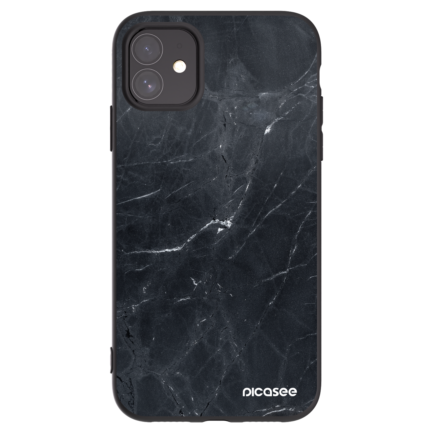 Picasee husă neagră din silicon pentru Apple iPhone 11 - Black marble