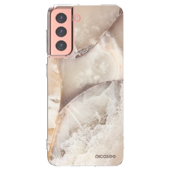 Picasee husă transparentă din silicon pentru Samsung Galaxy S21 5G G991B - Cream marble
