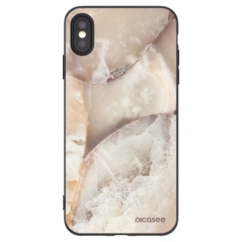 Picasee husă neagră din silicon pentru Apple iPhone XS Max - Cream marble